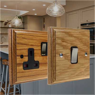 Classic Oak Wood Electrical Switches & Sockets